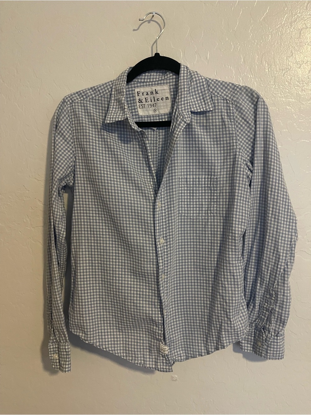 frank and eileen Blue Gingham Button Down Shirt  Sz S